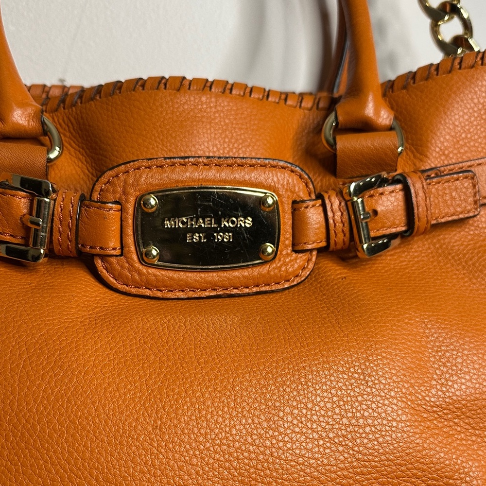 Michael Kors Orange Satchel with Gold Accents - Picture 2 of 6